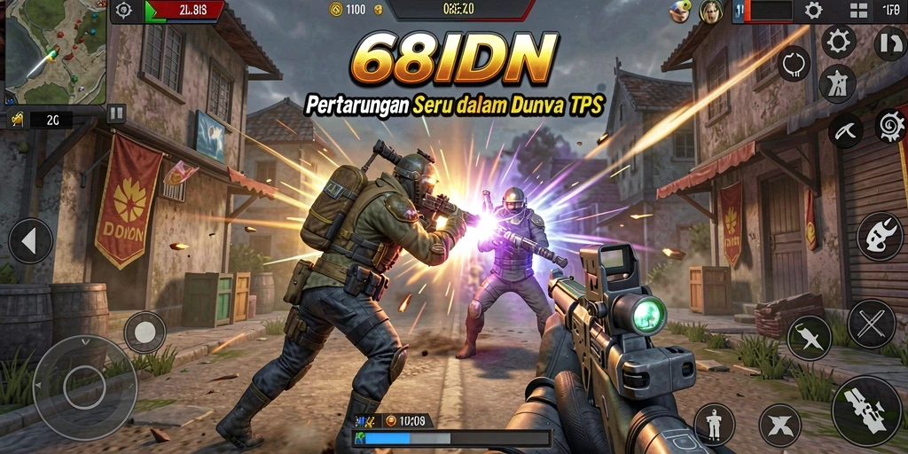 Tampilan gameplay seru dari 68IDN dengan karakter dan senjata beragam.