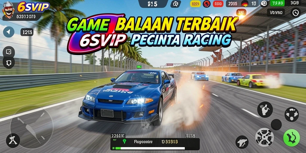 Screenshot gameplay 6SVIP menampilkan aksi balapan seru di trek menantang.