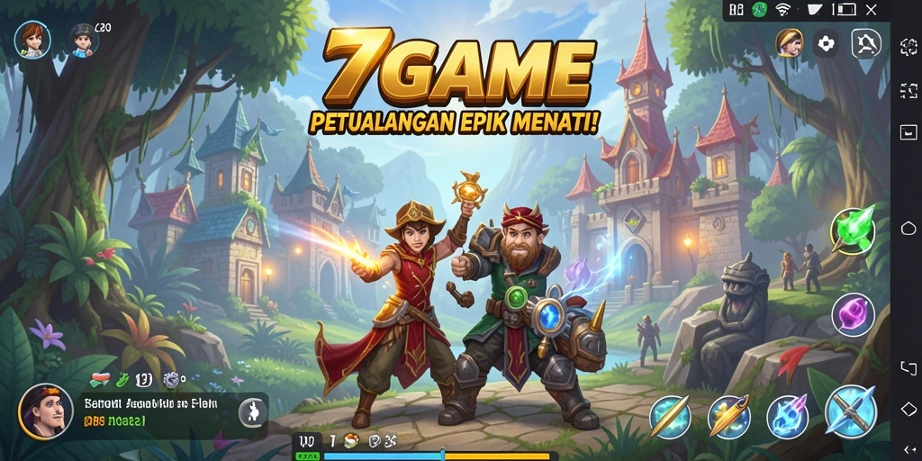 Tampilan gameplay seru dalam 7GAME dengan banyak tantangan petualangan.