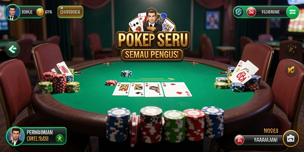Screenshot menunjukkan gameplay poker yang menarik di 8768.