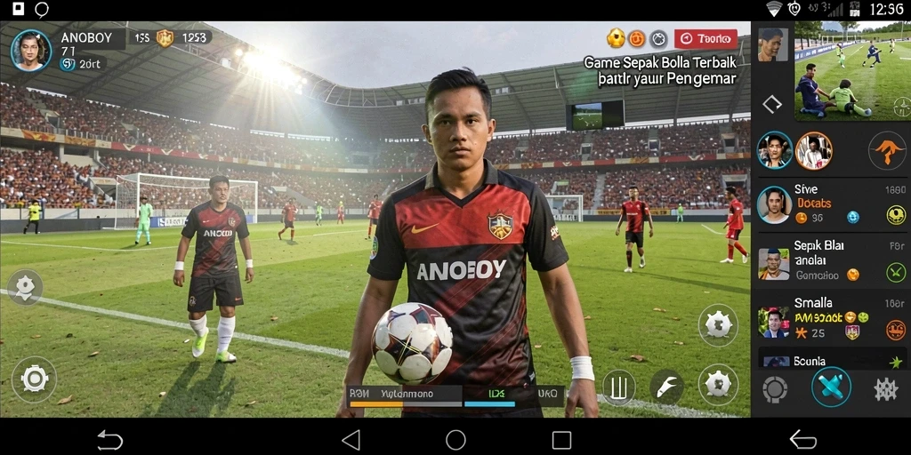 Screenshot gameplay ANOBOY yang menunjukkan aksi seru di lapangan.
