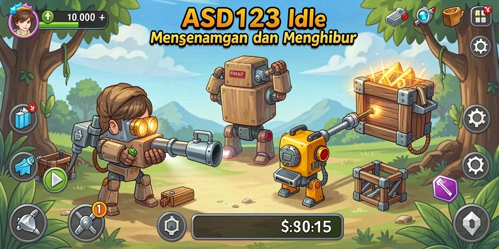 Screenshot memperlihatkan gameplay santai dalam ASD123 dengan karakter yang menggemaskan.