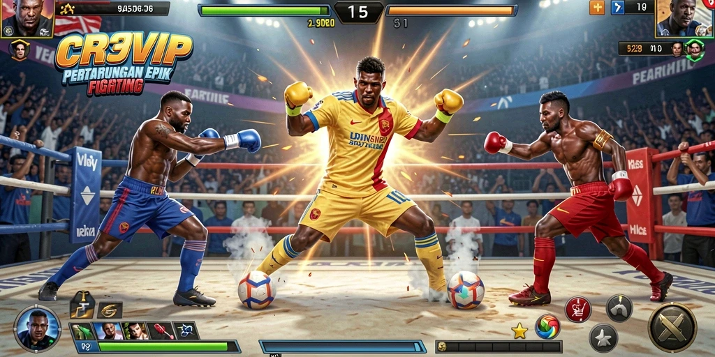Screenshot gameplay CR7VIP menampilkan aksi pertarungan yang seru dan mendebarkan.