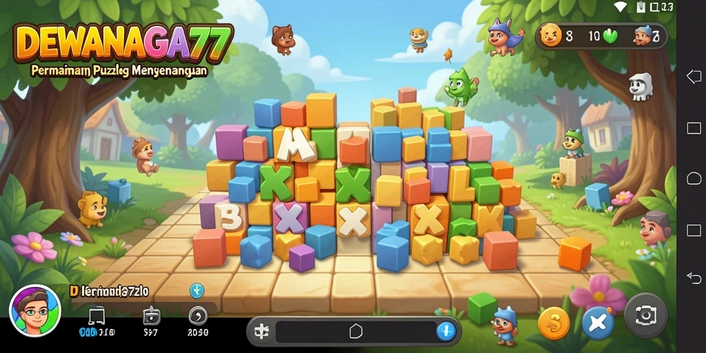 Tampilan gameplay DEWANAGA77 saat memecahkan puzzle.