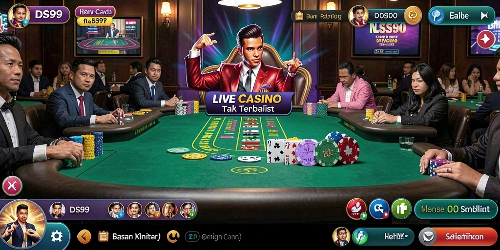 Tampilan utama DS99 menampilkan dealer yang ramah dan permainan mendebarkan.