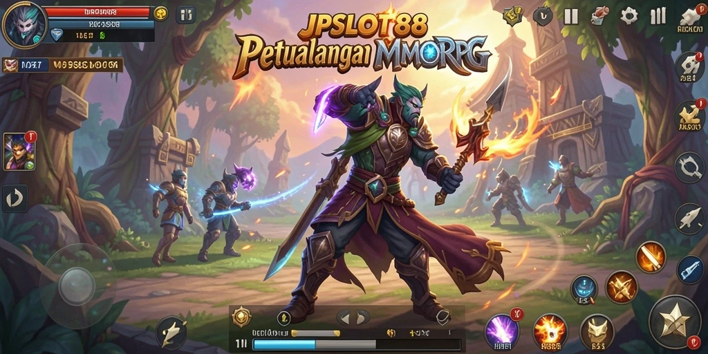 Tampilan gameplay JPSLOT88 yang penuh aksi dalam dunia MMORPG.