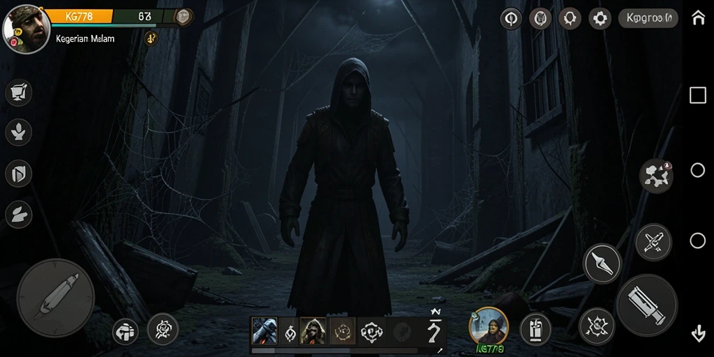 Screenshot gameplay KG778 menampilkan atmosfer horror yang menegangkan.