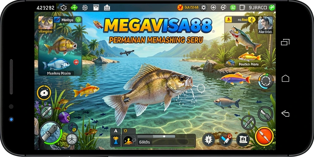 Screenshot MEGAVISA88 menampilkan aksi menangkap ikan yang seru.