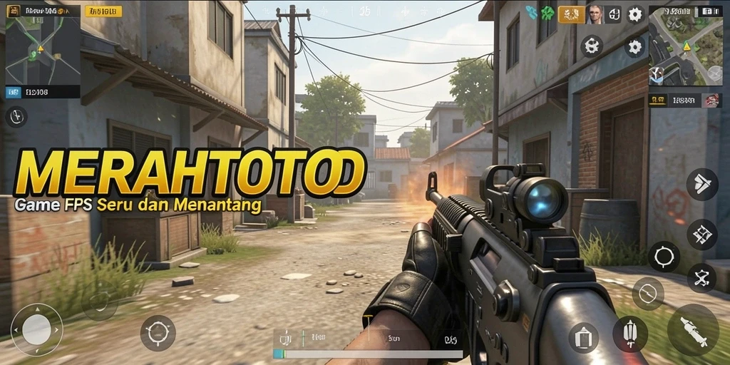 Tampilan menegangkan gameplay MERAHTOTO dalam pertempuran FPS.