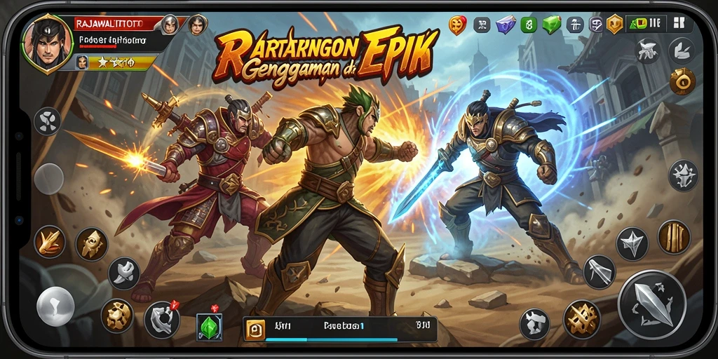 Tampilan gameplay seru dalam RAJAWALITOTO dengan aksi pertarungan yang mendebarkan.