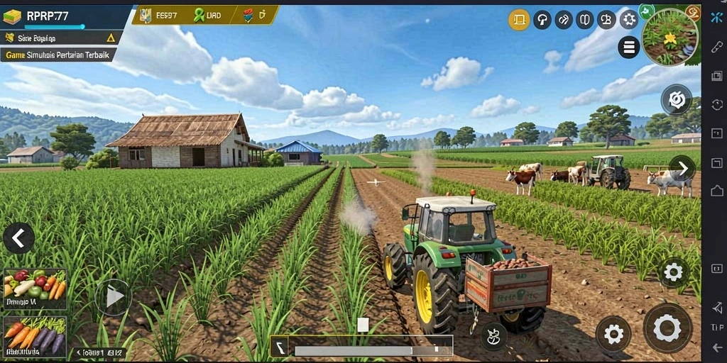 Tampilan gameplay menarik dari RPRP777 yang menampilkan aktivitas bertani.